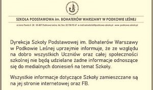 Medialne doniesienia na temat szkoły – informacja